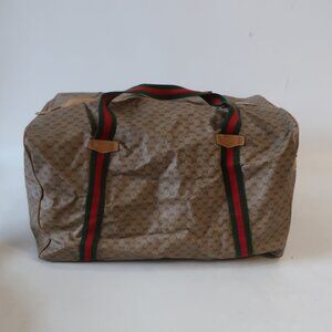 Authentic Women Gucci Micro GG Neutral Beige Web Canvas Leather Micro Duffle Bag